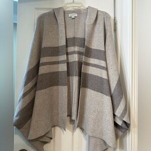 Evereve Light Gray and Charcoal Striped Poncho